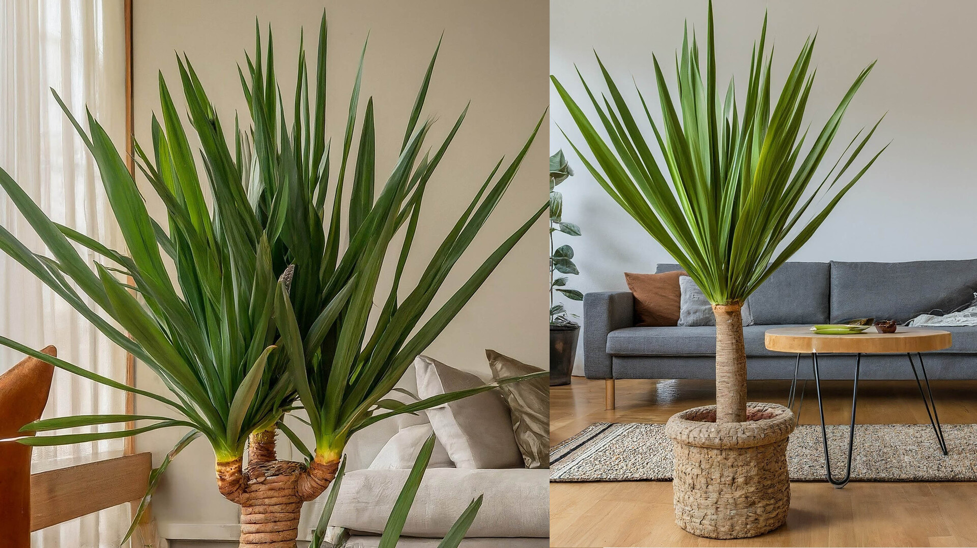 Yucca A Tronchi XXL In Cesto Di Vimini - Pianta Vera Da Interno, Tronchetto Della Felicità, Regalo Verde Per La Casa - 2